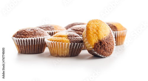 Close Up of a Muffins isolated on white background.