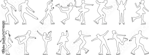 people skating line art