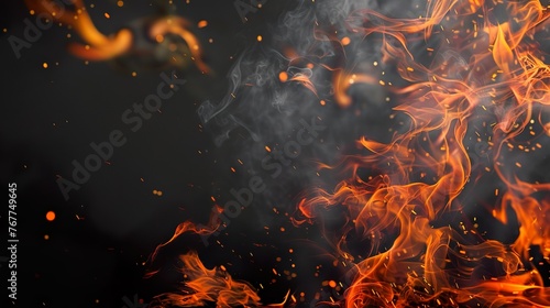 black background fire art border copy space texture