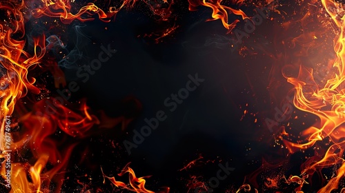 black background fire art border copy space texture