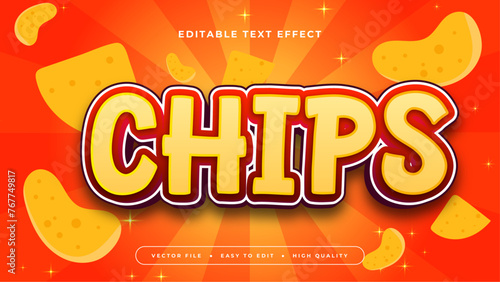 Red white and orange chips 3d editable text effect - font style