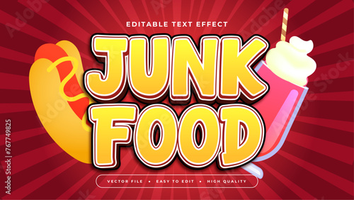 Red orange and pink junk food 3d editable text effect - font style