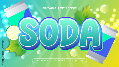 Blue and green soda 3d editable text effect - font style