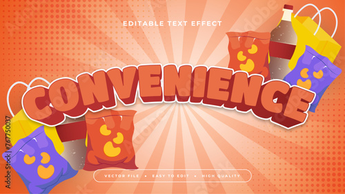 Red orange and purple violet convenience 3d editable text effect - font style