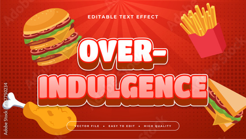 Red orange and white over indulgence 3d editable text effect - font style