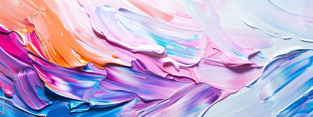 Fototapeta premium Abstract background with colorful brush strokes of acrylic paints. Painting in the style of impressionism and expressionism art. Closeup view.