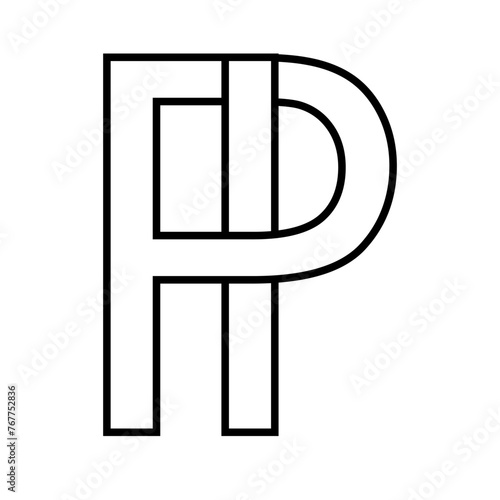 Logo sign pi ip icon double letters logotype p i