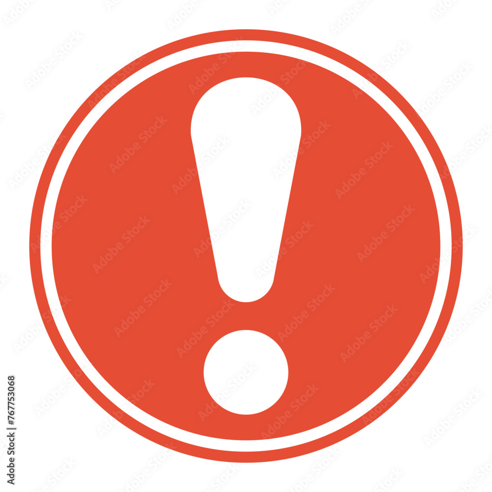 Warning sign, red circle exclamation point, warning to draw attention Warning sign, red circle exclamation point, warning to draw attention
