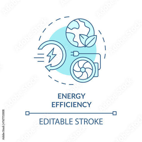 Energy efficiency soft blue concept icon. Reducing energy consumption. HVAC system. Round shape line illustration. Abstract idea. Graphic design. Easy to use in promotional material