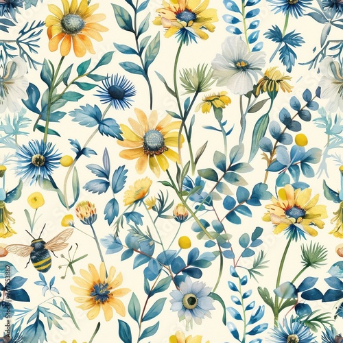 Floral Elegance  Seamless Watercolor Textile Pattern