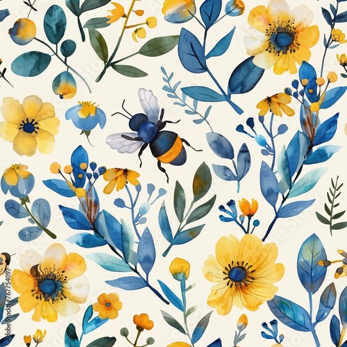 Floral Elegance  Seamless Watercolor Textile Pattern