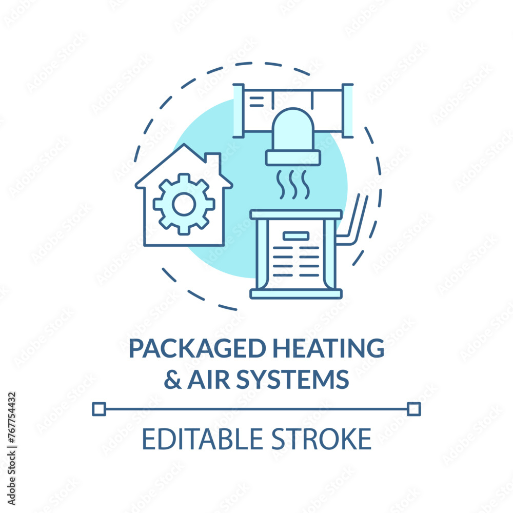 Packaged heating and air systems soft blue concept icon. Compact HVAC solution. Climate control. Round shape line illustration. Abstract idea. Graphic design. Easy to use in promotional material