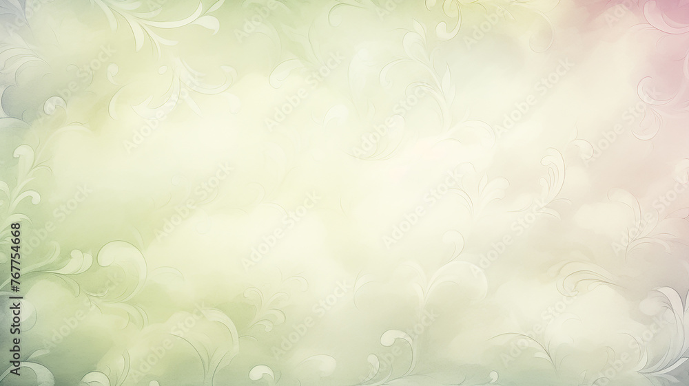Light green background with foliage in watercolor style