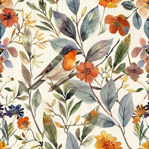 Floral Elegance: Seamless Watercolor Textile Pattern © ChickyKai
