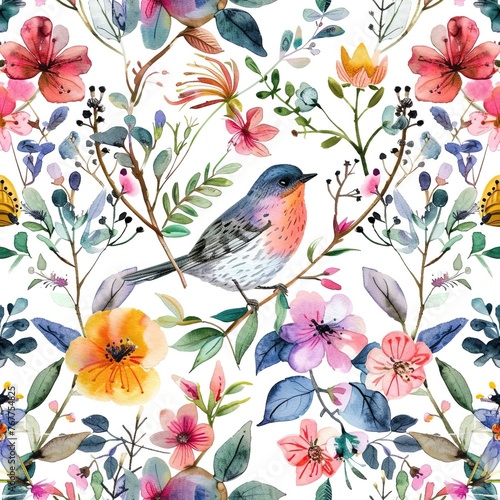 Floral Elegance: Seamless Watercolor Textile Pattern © ChickyKai