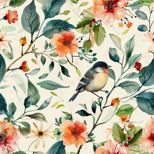 Floral Elegance: Seamless Watercolor Textile Pattern