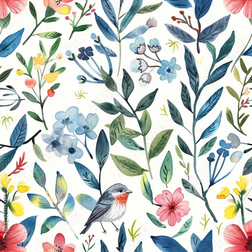 Floral Elegance: Seamless Watercolor Textile Pattern