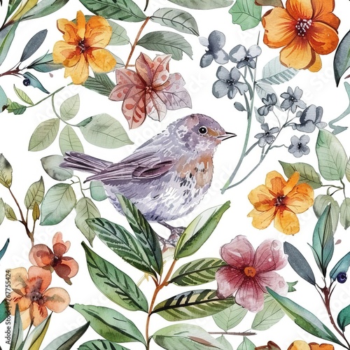 Floral Elegance: Seamless Watercolor Textile Pattern