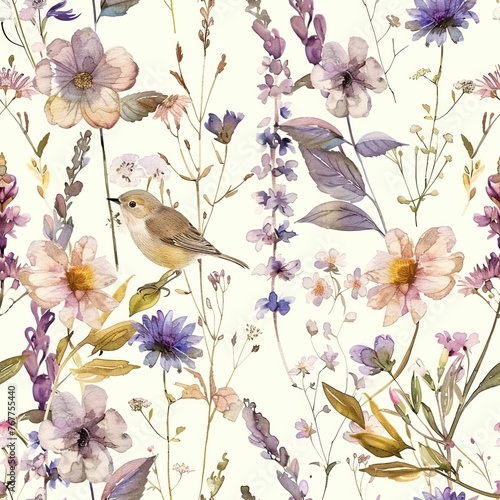 Floral Elegance: Seamless Watercolor Textile Pattern