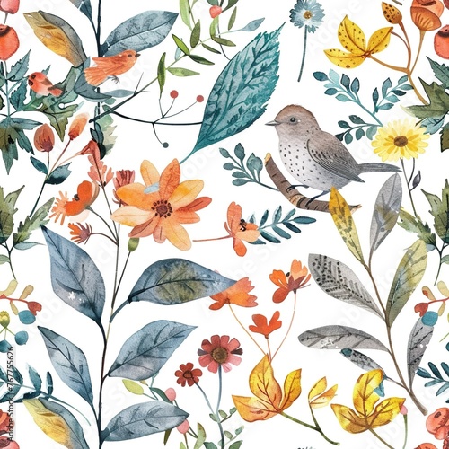 Floral Elegance: Seamless Watercolor Textile Pattern