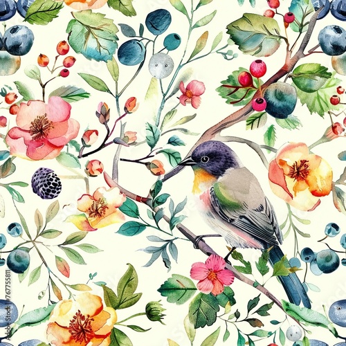 Floral Elegance: Seamless Watercolor Textile Pattern