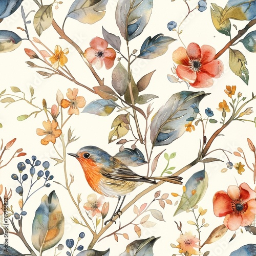 Floral Elegance: Seamless Watercolor Textile Pattern