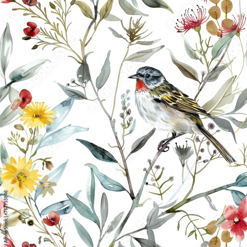 Floral Elegance: Seamless Watercolor Textile Pattern