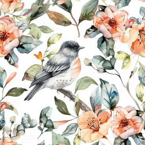 Floral Elegance: Seamless Watercolor Textile Pattern