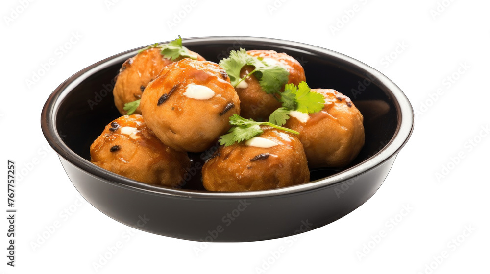 Create A High quality sabudana vada in black on white background Create A High quality sabudana vada in black on white background