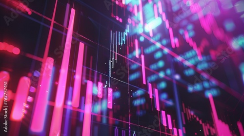 Dynamic bar charts and graphs on the theme of stock investment. Dynamic moving stock numbers and bars.