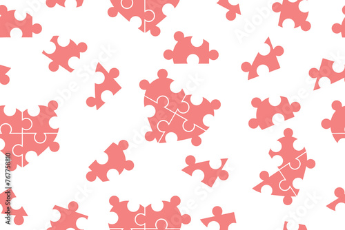 Seamless pattern of puzzles.Puzzle seamless background. Colored tiles on a white background. Vector illustration. Vector