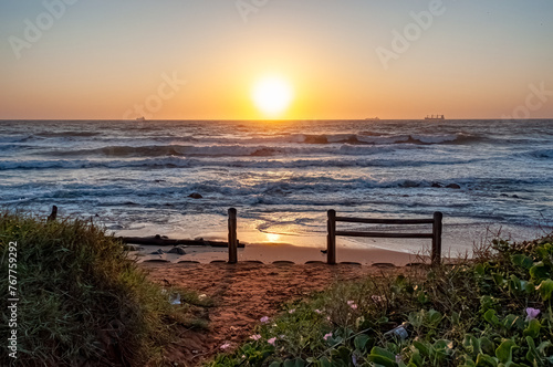 Umdloti Beachfront at Sunrise, Durban South Africa