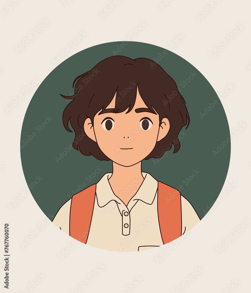 hand drawn people avatar, avatar of a short hair girl carrying a bag, people avatar illustration hand drawn people avatar, avatar of a short hair girl carrying a bag, people avatar illustration