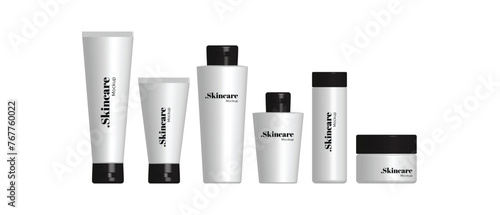 Skincare Cosmetics Bottle Plastic Tube Mockup , Realistic Container Skincare Foam Packaging Package