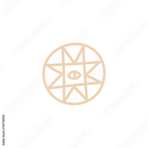 Symbol of magic, esoteric and occult vector icon, ritual sign with eye silhouette, magical protective round amulet