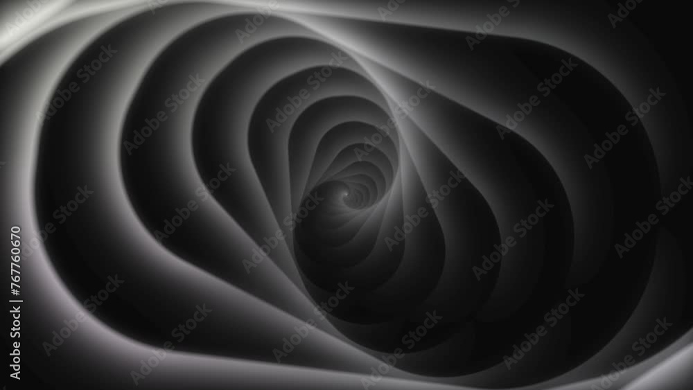 Infinite twisted wave pattern tunnel in white and black. Abstract background, overlay or design element. Infinite twisted wave pattern tunnel in white and black. Abstract background, overlay or design element.