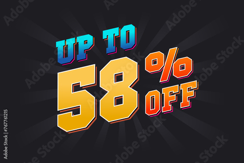 Up To 58 Percent off Special Discount Offer. Upto 58% off Sale of advertising campaign vector graphics.