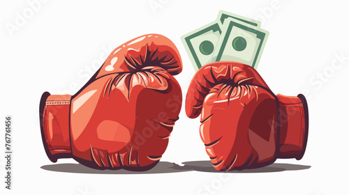 Boxing gloves with money inside. Vector graphic design