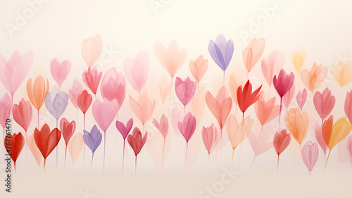 Spring flowers tulips in watercolor on a white background, festive greeting card #767761470