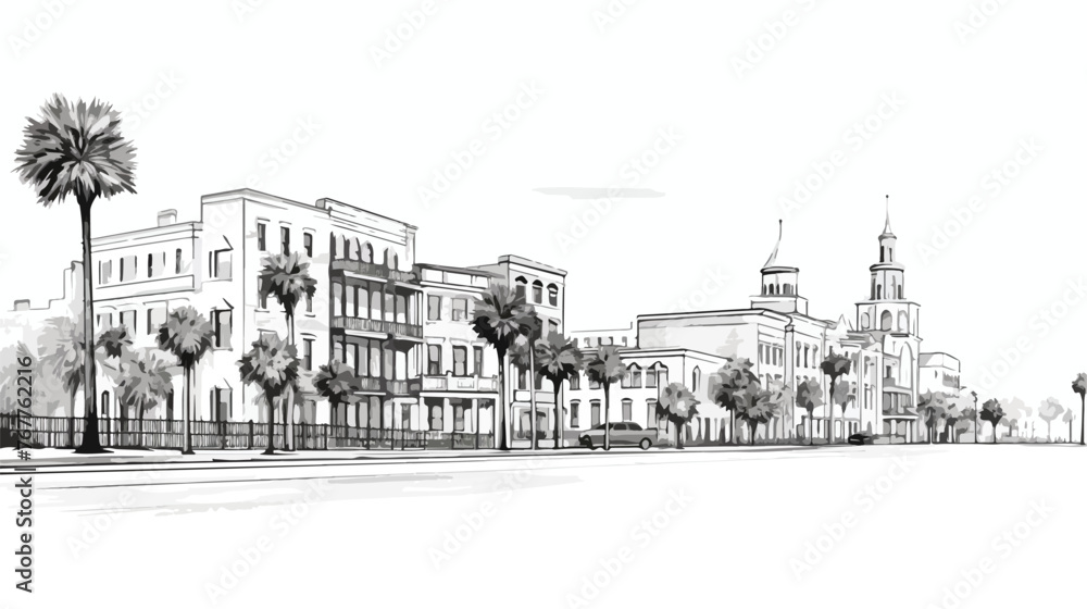 Building view with landmark of Gulfport is the city