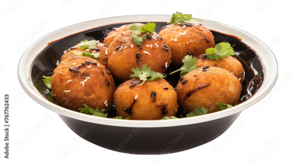 Create A High quality sabudana vada in black on white background Create A High quality sabudana vada in black on white background