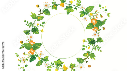 Flowers- frame. Vector illustration. Circle frame. 