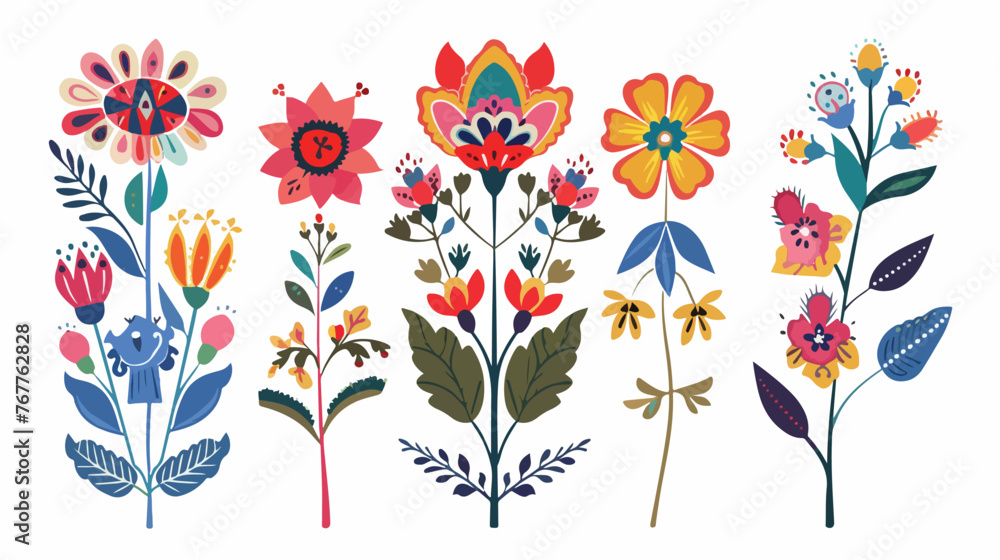 Folk Art Flowers. Ethnic illusrtation . Vector illustration - obrazy, fototapety, plakaty 