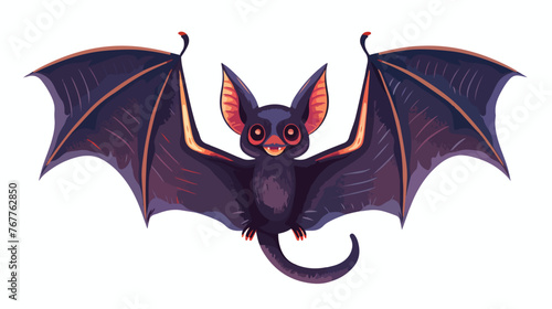 Cartoon bat scary vector illustration halloween. flat