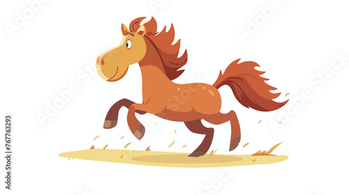 Fun horse Flat vector isolated on white background