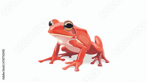 Fun red frog Flat vector isolated on white background