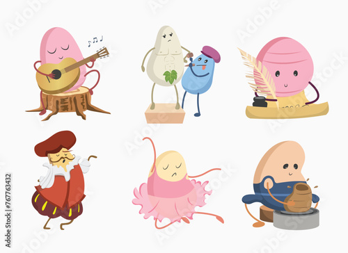 Playing Guitar Sculpting Writing Theatre Acting Ballet Pottery Cute Arty Potato Clipart