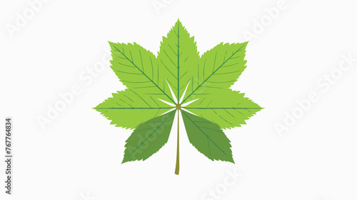 Green chestnut leaf icon flat isolated on white background