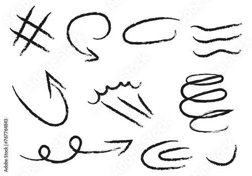 Hoja de iconos de dibujos hechos con trazo negro.