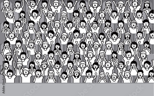 観客席でスポーツ観戦をしている人たち